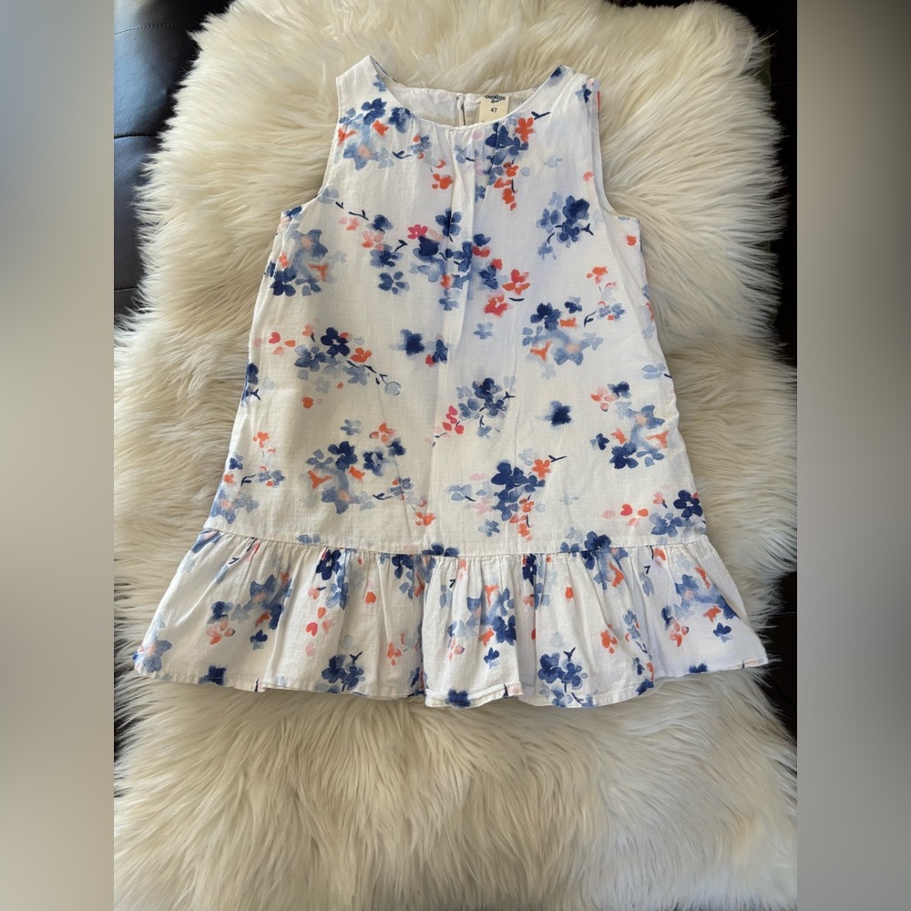 OshKosh B'gosh White Floral Sundress with Blue and Coral Accents